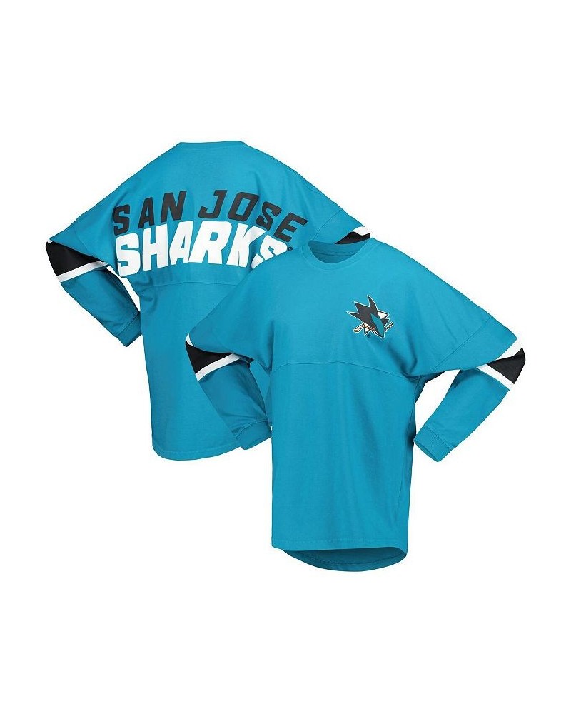 Women's Branded Teal San Jose Sharks Jersey Long Sleeve T-shirt Teal $29.70 Tops