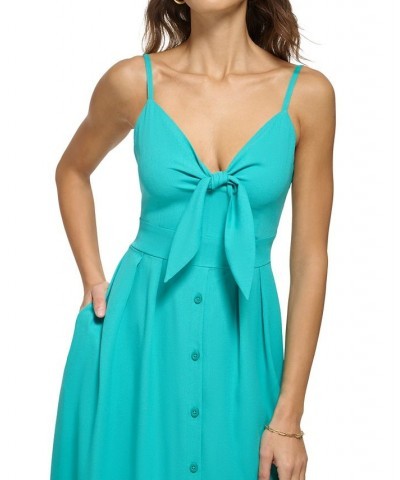 Tie-Front Picnic A-Line Dress Lagoon $46.44 Dresses
