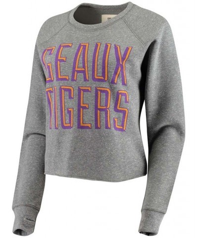 Women's Heathered Gray LSU Tigers Sawyer Knobi Cropped Raglan Pullover Sweatshirt Heathered Gray $33.79 Sweatshirts