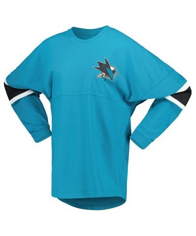 Women's Branded Teal San Jose Sharks Jersey Long Sleeve T-shirt Teal $29.70 Tops