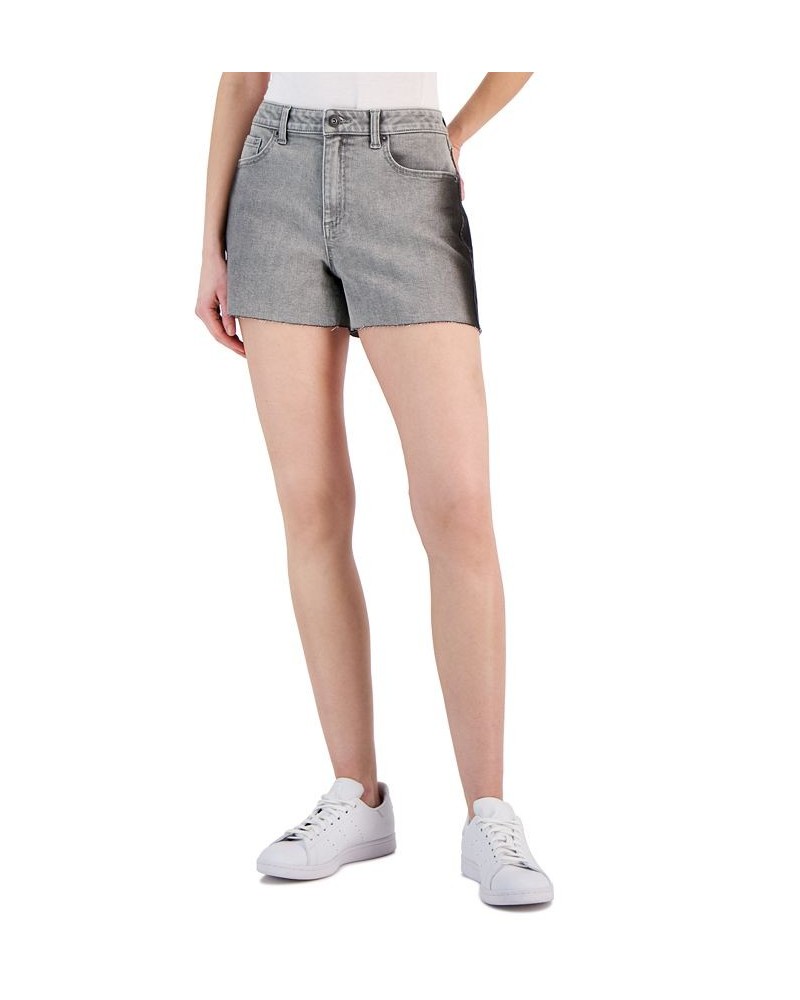 Women's High Rise Frayed Hem Denim Shorts Grey Wash $19.20 Shorts