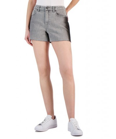 Women's High Rise Frayed Hem Denim Shorts Grey Wash $19.20 Shorts