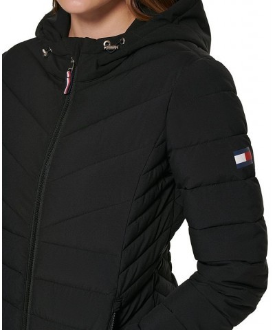 Women's Hooded Packable Puffer Coat Black $42.90 Coats