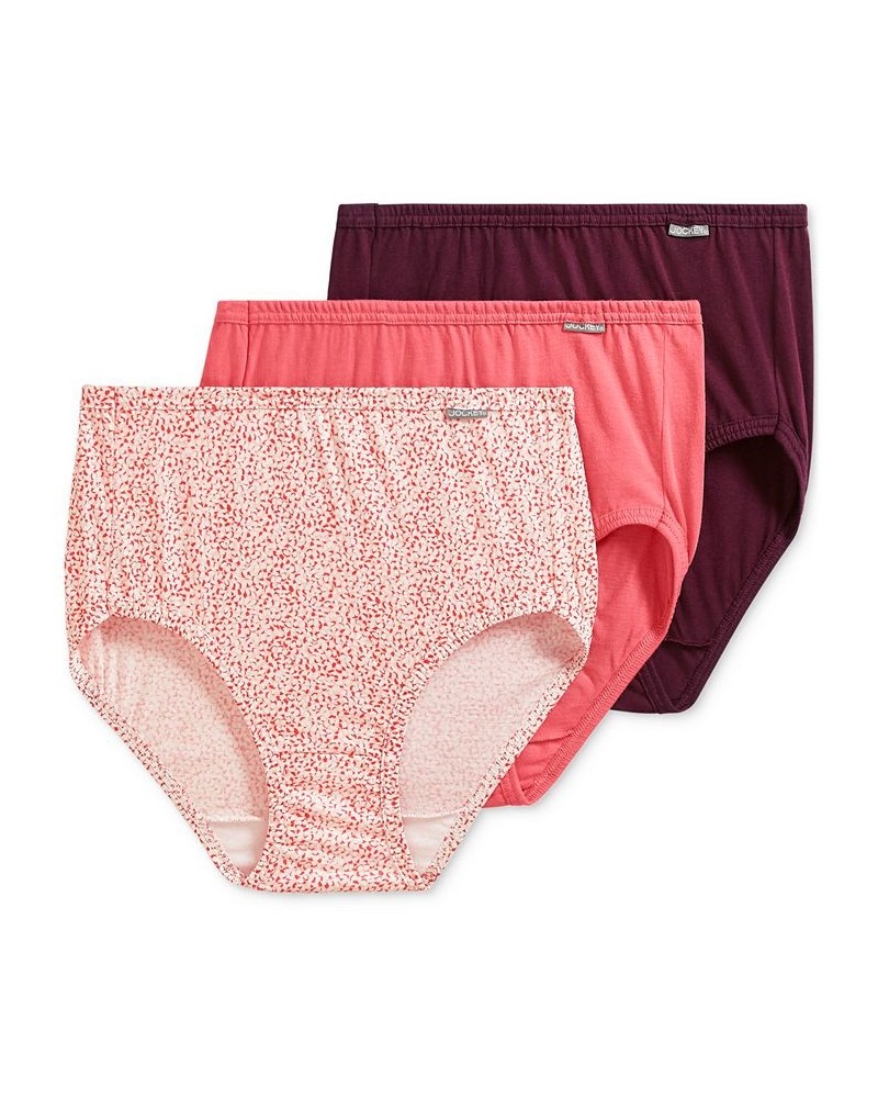 Elance Brief 3 Pack Underwear 1484 1486 Extended Sizes Oatmeal Heather/Boysenberry Heather/Perfect Purple Heather $11.04 Panty