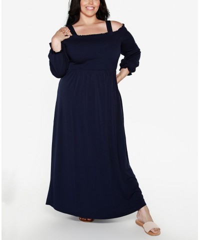 Black Label Plus Size Cold-Shoulder Maxi Dress Navy $30.10 Dresses