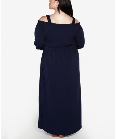 Black Label Plus Size Cold-Shoulder Maxi Dress Navy $30.10 Dresses