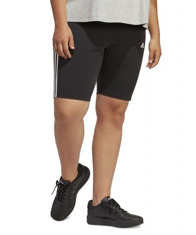 Plus Size Essentials 3-Stripes Bike Shorts Black/white $15.00 Shorts