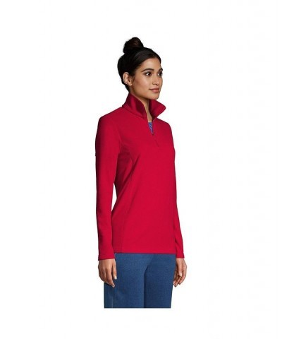 Women's Petite Fleece Quarter Zip Pullover Red $22.92 Jackets