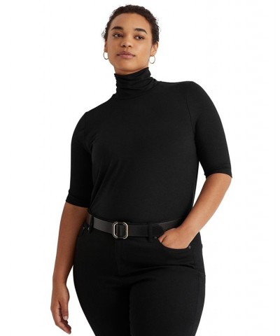 Plus Size Lightweight Turtleneck Sweater Black $33.39 Tops