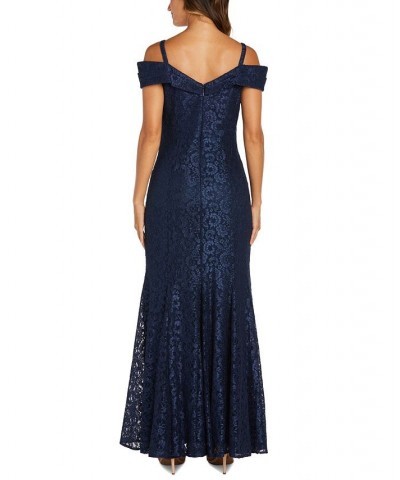 Off-The-Shoulder Petite Lace Gown Black $44.50 Dresses