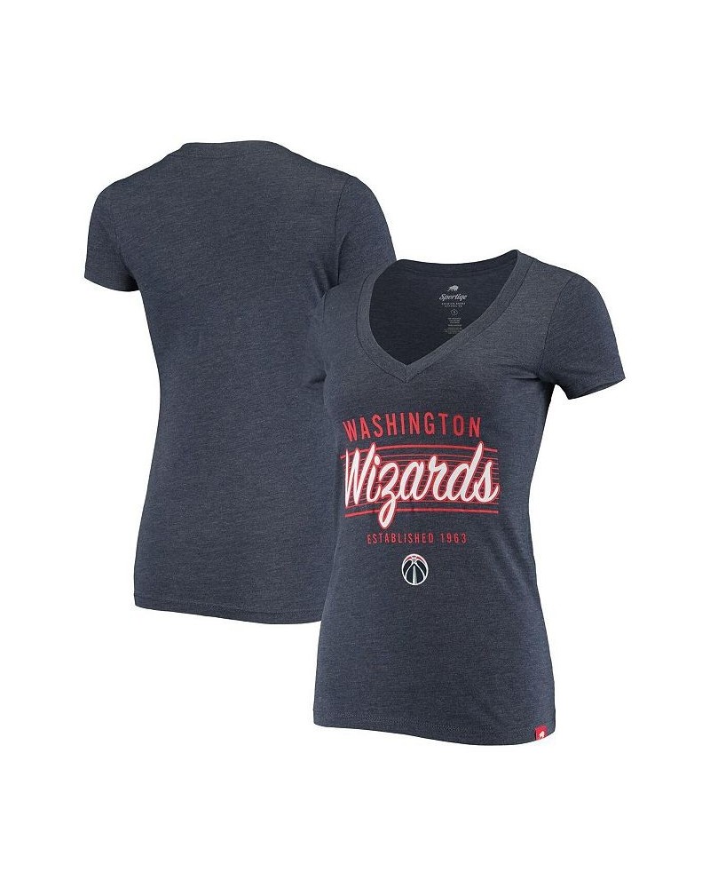 Women's Heathered Navy Washington Wizards Abyss Deck Tri-Blend V-Neck T-shirt Navy $23.50 Tops