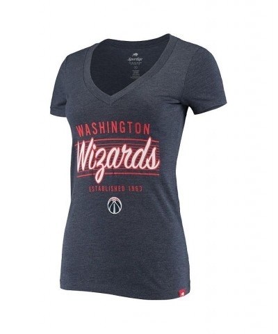 Women's Heathered Navy Washington Wizards Abyss Deck Tri-Blend V-Neck T-shirt Navy $23.50 Tops