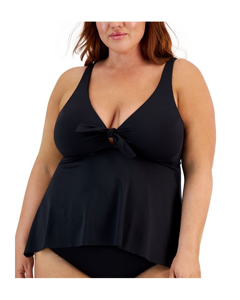 ETC Plus Size Color Code Keyhole Tankini Swim Top & Side-Shirred Hipster Bikini Bottoms Black $37.80 Swimsuits