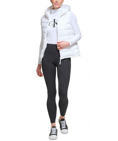 Women's Hooded Quilted Zip-Front Vest White $30.10 Coats