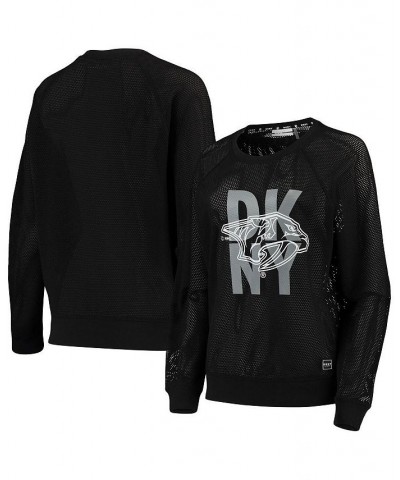 Women's Black Nashville Predators Suzy Crewneck Pullover Sweatshirt Black $37.60 Sweatshirts