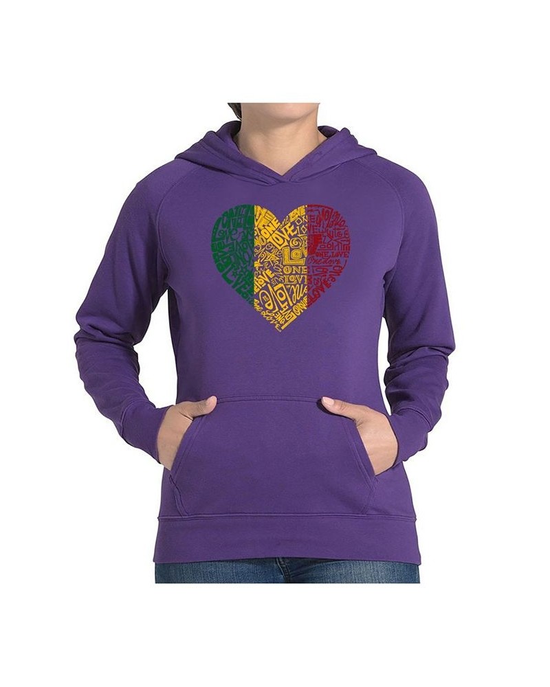 Women's Word Art Hooded Sweatshirt -One Love Heart Purple $34.19 Sweatshirts