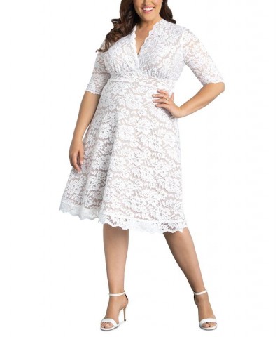 Plus Size Belle Lace Dress White $62.40 Dresses
