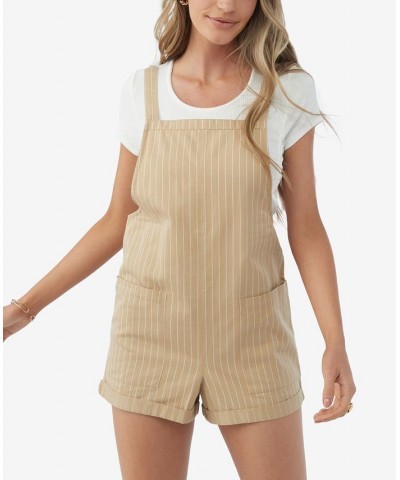 Juniors' Summerlin Stripe-Print Cotton Romper Tan/Beige $35.75 Shorts