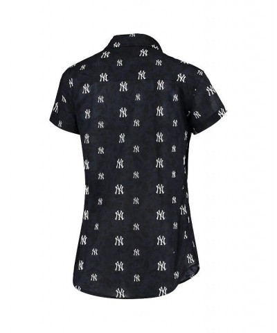 Women's Navy New York Yankees Floral Button Up Shirt Navy $32.00 Tops