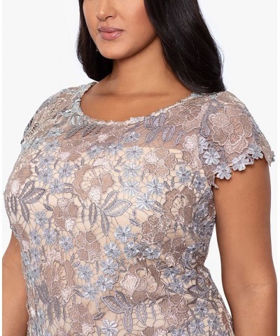 Plus Size Floral Lace Cap-Sleeve Sheath Dress Rose Gold $119.97 Dresses