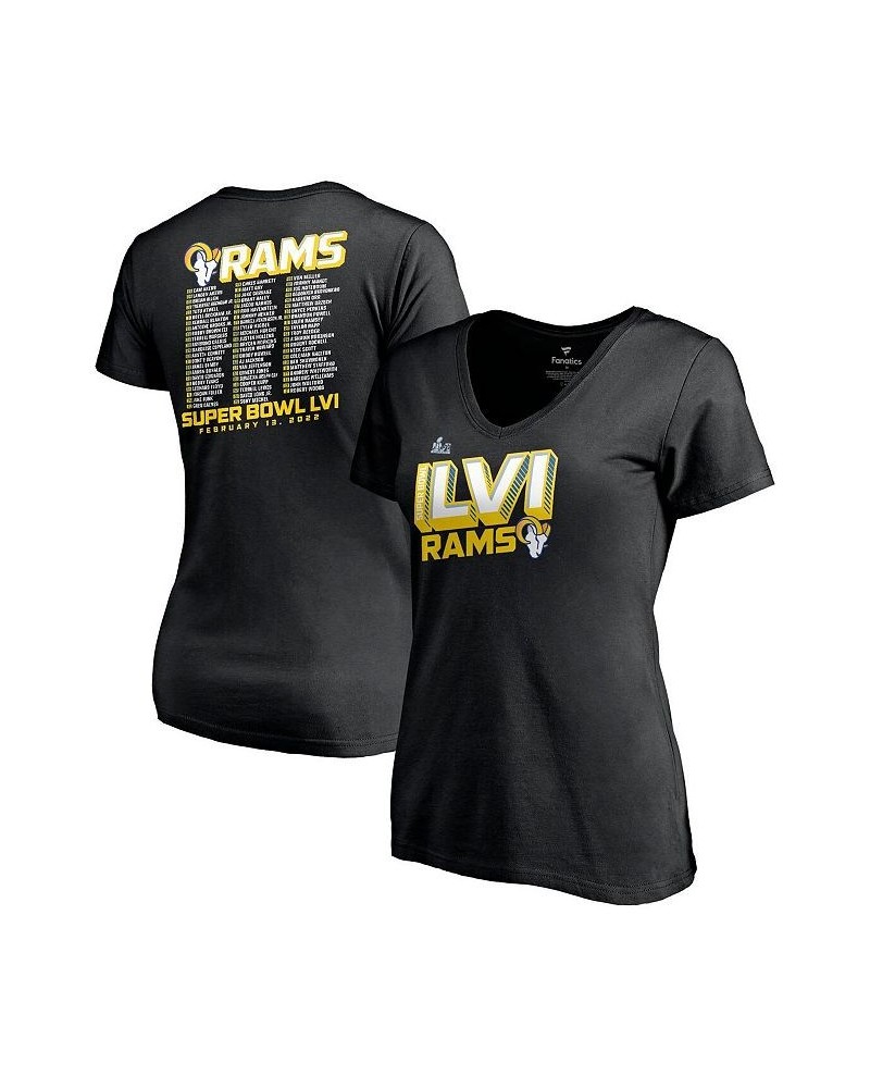 Women's Branded Black Los Angeles Rams Super Bowl LVI Bound Tilted Roster V-Neck T-shirt Black $23.93 Tops