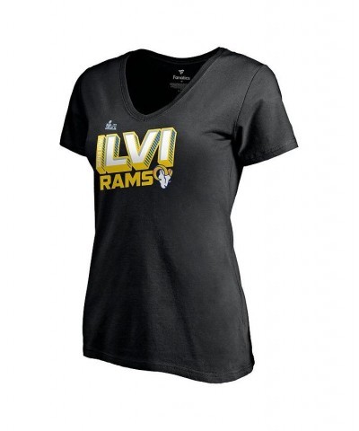 Women's Branded Black Los Angeles Rams Super Bowl LVI Bound Tilted Roster V-Neck T-shirt Black $23.93 Tops
