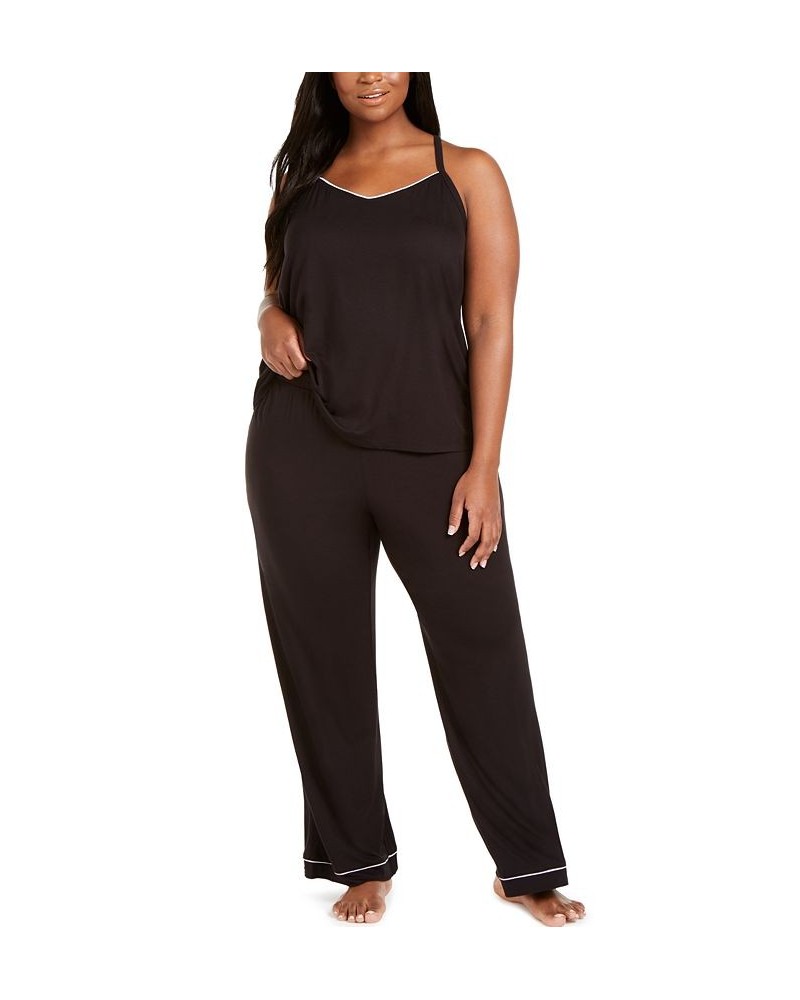 Plus Size Knit Tank Top Pajama Set Black $14.57 Sleepwear