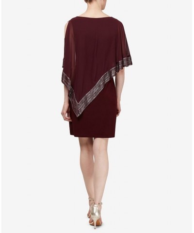 Metallic-Trim Capelet Sheath Dress Fig $33.79 Dresses