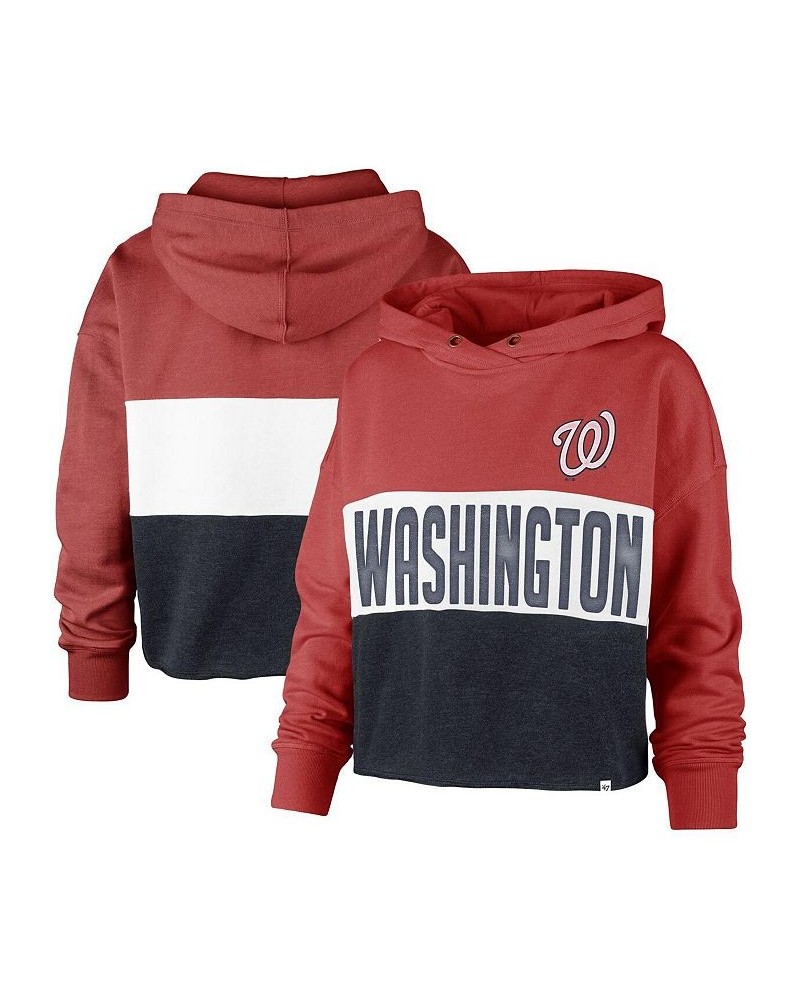 Women's '47 Washington Nationals Lizzy Cropped Pullover Hoodie Heathered Red, Heathered Navy $34.40 Sweatshirts