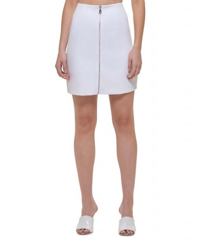 Women's Exposed Zip-Front High-Waist Skirt White $54.50 Skirts