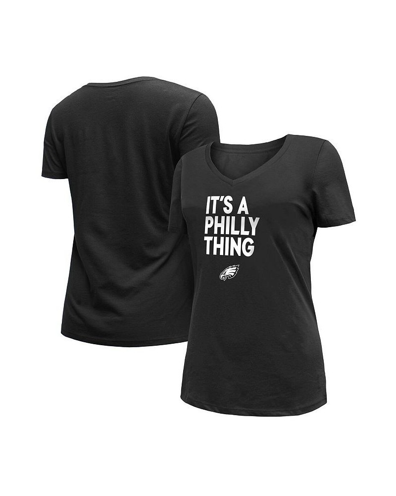 Women's Black Philadelphia Eagles It's A Philly Thing V-Neck T-shirt Black $26.87 Tops
