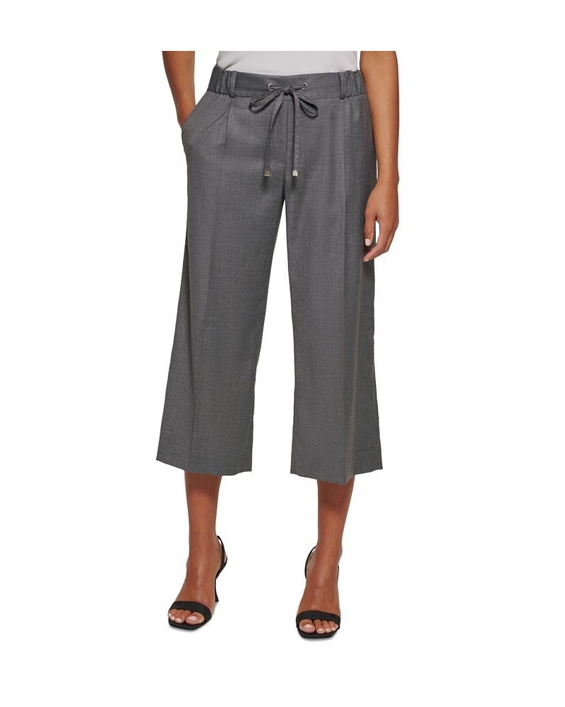 Petite Drawstring Wide-Leg Capri Pants Tin Multi $30.43 Pants