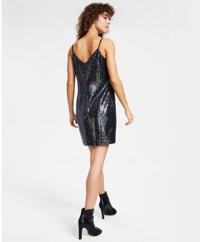 Women's Metallic V-Neck Spaghetti-Strap Slip Dress Black/Metallic Multi $29.98 Dresses