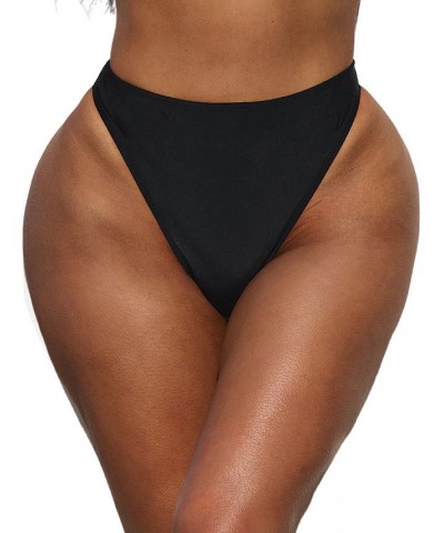 Women's X STASSIE Oasis High Waist Extra Cheeky Bikini Bottoms Black $13.05 Swimsuits