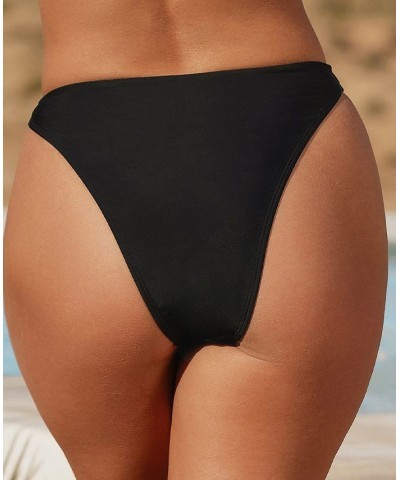 Women's X STASSIE Oasis High Waist Extra Cheeky Bikini Bottoms Black $13.05 Swimsuits