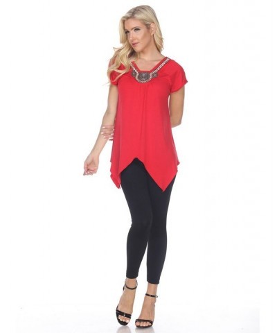 Women's Fenella Embellished Tunic top Red $28.09 Tops