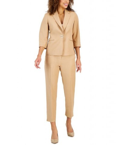 Women's Button-Front 3/4-Sleeve Notch-Lapel Blazer Sesame $47.26 Jackets