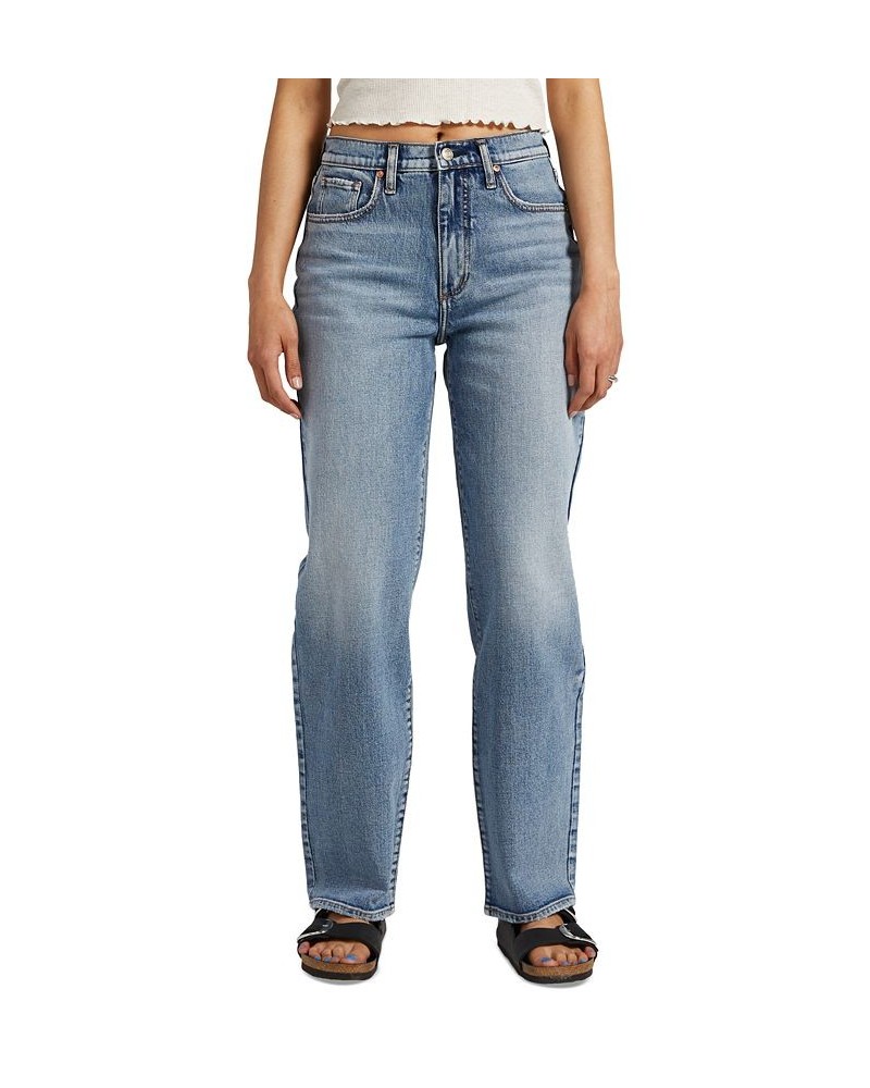 Women's Mid-Rise Straight-Leg Dad Jeans Indigo $28.89 Jeans