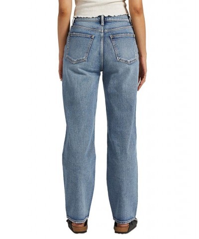 Women's Mid-Rise Straight-Leg Dad Jeans Indigo $28.89 Jeans