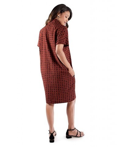 Women's Maternity Everywear Tunic Dress Abstract Check $40.56 Dresses