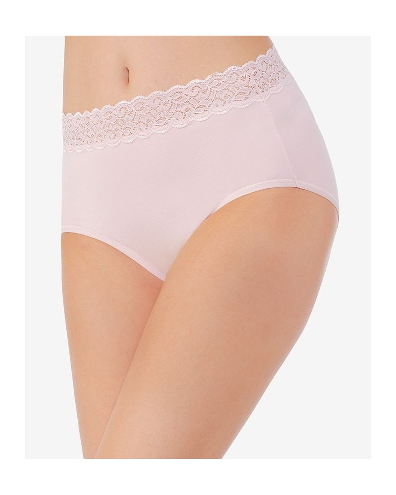 Flattering Cotton Lace Stretch Brief Underwear 13396 also available in extended sizes Pink $8.58 Panty