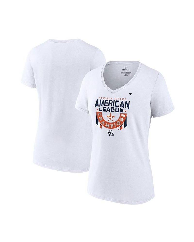 Women's Branded White Houston Astros 2022 American League Champions Locker Room Plus Size V-Neck T-shirt White $30.59 Tops