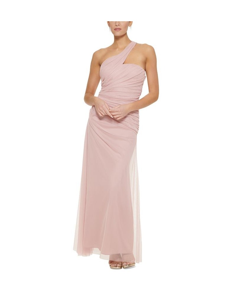 Women's Tulle Mermaid One-Shoulder Gown Elegant Rose $54.94 Dresses