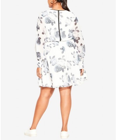 Trendy Plus Size Irena Long Sleeve Dress Ivory Camelia Floral $44.48 Dresses