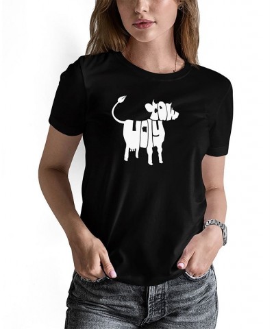 Women's Holy Cow Word Art T-shirt Black $15.75 Tops