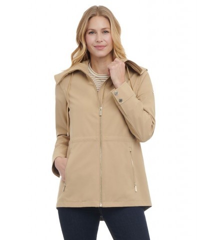 Women's Petite Hooded Anorak Raincoat Tan/Beige $63.70 Coats