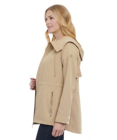 Women's Petite Hooded Anorak Raincoat Tan/Beige $63.70 Coats