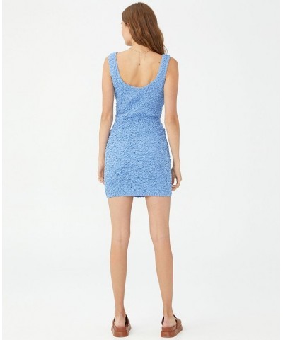 Women's Scrunchie Bodycon Mini Dress Blue $30.10 Dresses