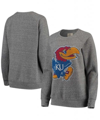 Women's Heathered Gray Kansas Jayhawks Big Team Logo Knobi Fleece Tri-Blend Crew Neck Sweatshirt Heathered Gray $30.75 Sweats...