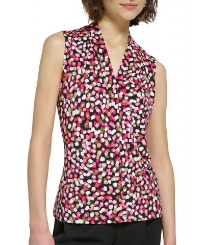 Petite Printed V-Neck Sleeveless Knit Top Rosebud Multi $29.50 Tops